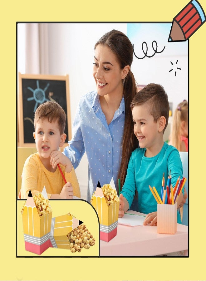 Demonwer 36 Pcs Pencil Popcorn Boxes Back to School Candy Boxes Mini Popcorn Holders Teacher Gift First of School Treat Boxes Party Favors for Thank Teacher School Classroom Decoration - Image 3